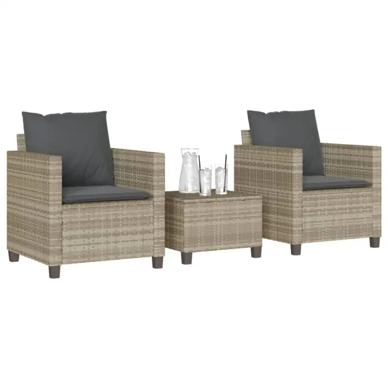 Tuinset met poly rattan en gepoedercoat staal voor buitenplezier - Lichtgrijs - Tuinsets