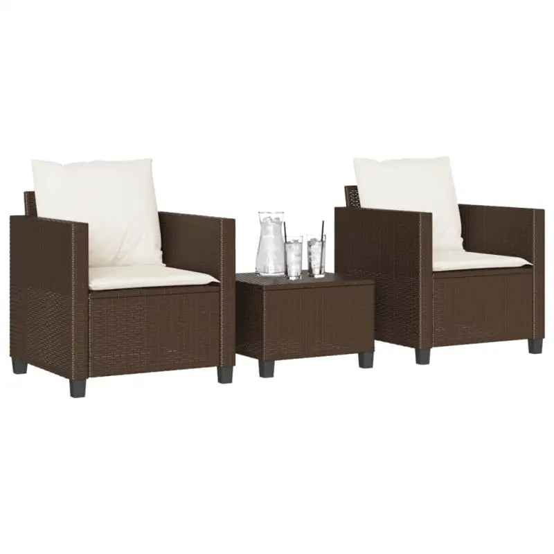 Tuinset met poly rattan en gepoedercoat staal voor buitenplezier - Bruin - Tuinsets