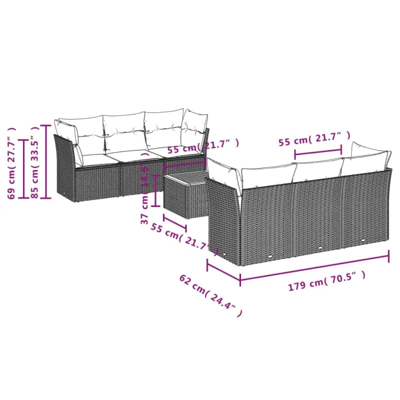Tuinset met poly rattan en gepoedercoat staal voor buitenplezier - Tuinsets