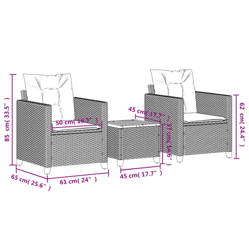 Tuinset met poly rattan en natuurlijke afwerking voor comfortabele zitervaring - Tuinsets