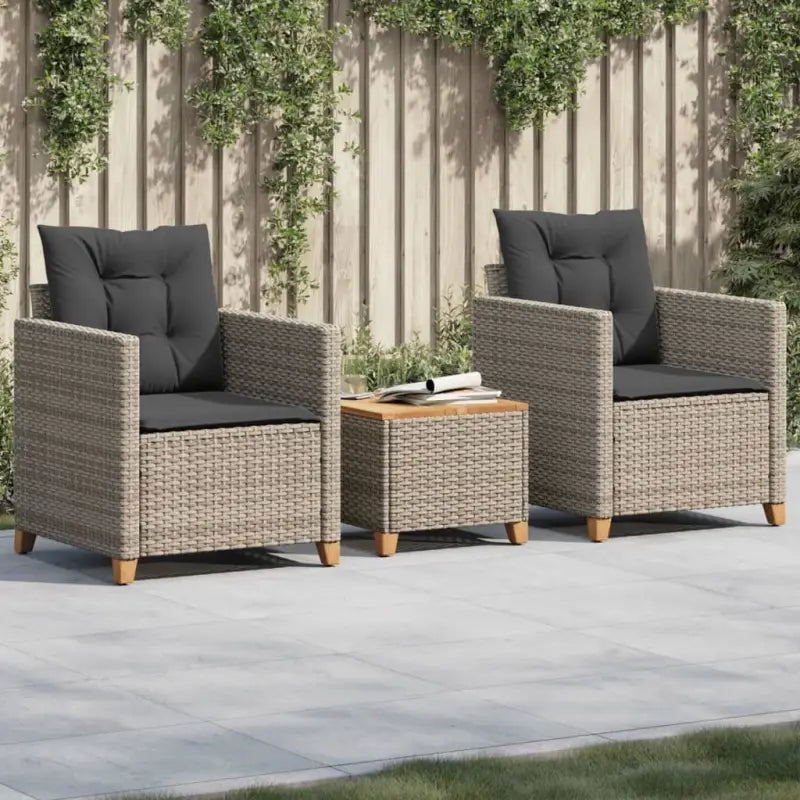 Tuinset met poly rattan en natuurlijke afwerking voor comfortabele zitervaring - Grijs / Rattan armleuning - Tuinsets