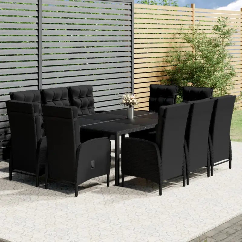 Tuinset met poly rattan en stalen frames in zwart materiaal - Tuinsets