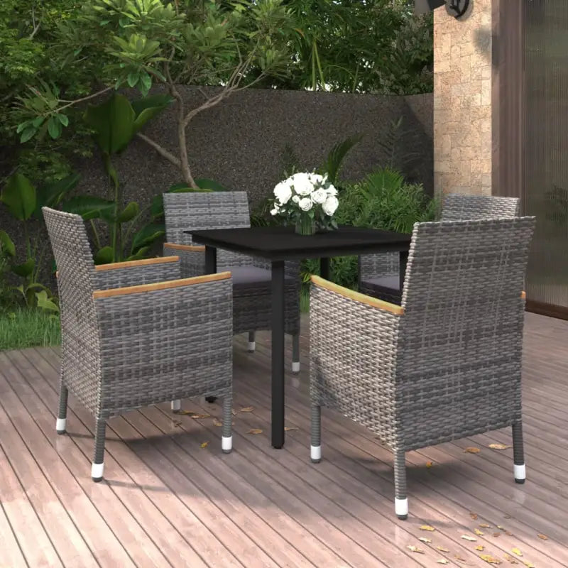 Tuinset met poly rattan en stevig stalen frame voor gezellige bijeenkomsten - Grijs / 80 cm tafellengte - Tuinsets