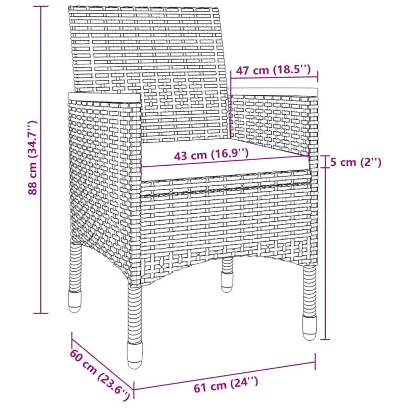 Tuinset met poly rattan en stevig stalen frame voor gezellige bijeenkomsten - Tuinsets
