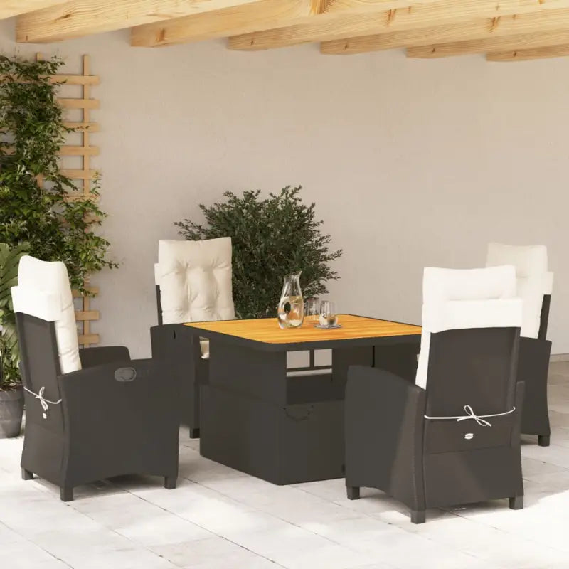Tuinset met poly rattan en wasbare hoes voor een comfortabele zitervaring - 80 cm tafellengte / Met voetensteun