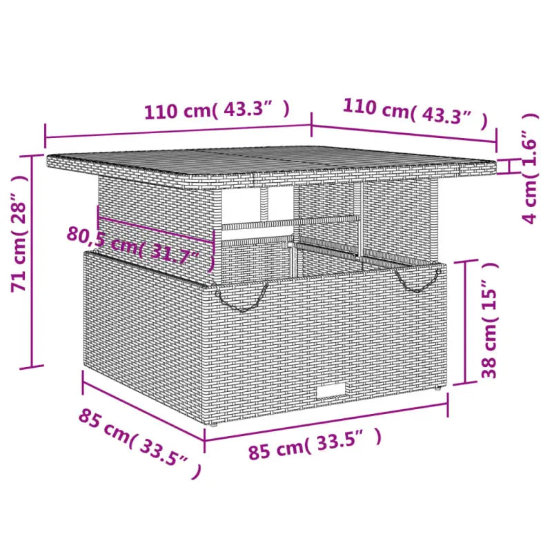 Tuinset met poly rattan en wasbare hoes voor een comfortabele zitervaring - Tuinsets