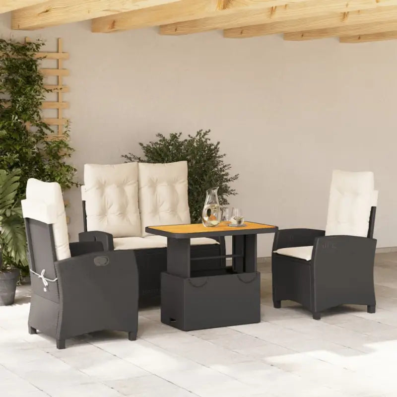 Tuinset met poly rattan en wasbare hoes voor een comfortabele zitervaring - 90 cm tafellengte / Zonder voetensteun