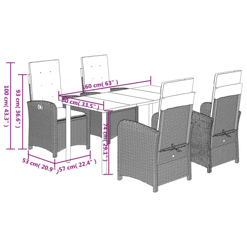Tuinset met poly rattan voor comfortabele zitervaring en gemakkelijk schoonmaken - Tuinsets