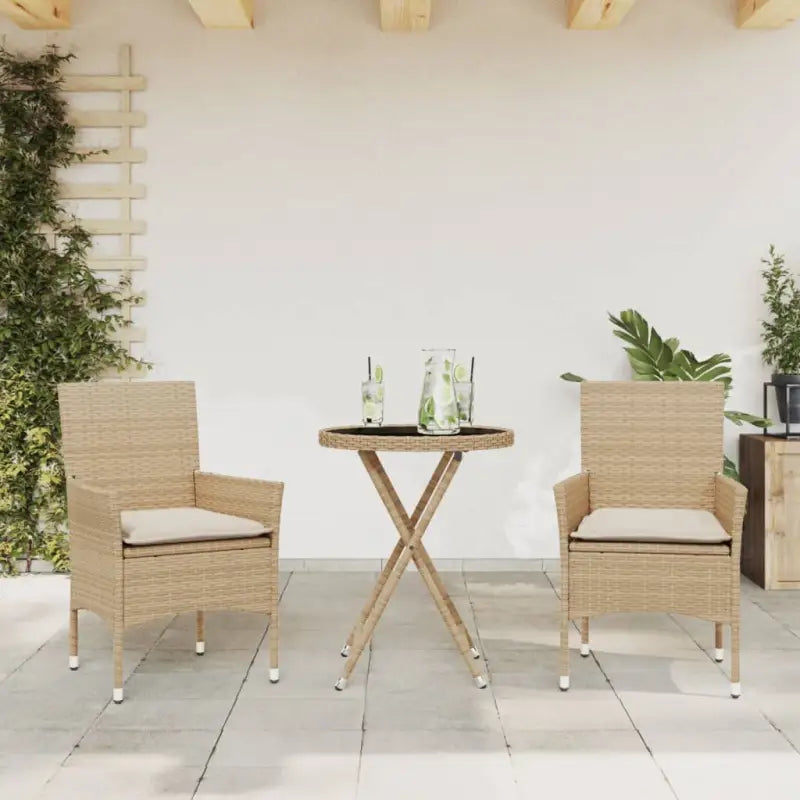 Tuinset met poly rattan voor een comfortabele zitervaring en gemakkelijk schoonmaken - beige en crèmekleurig / Rattan