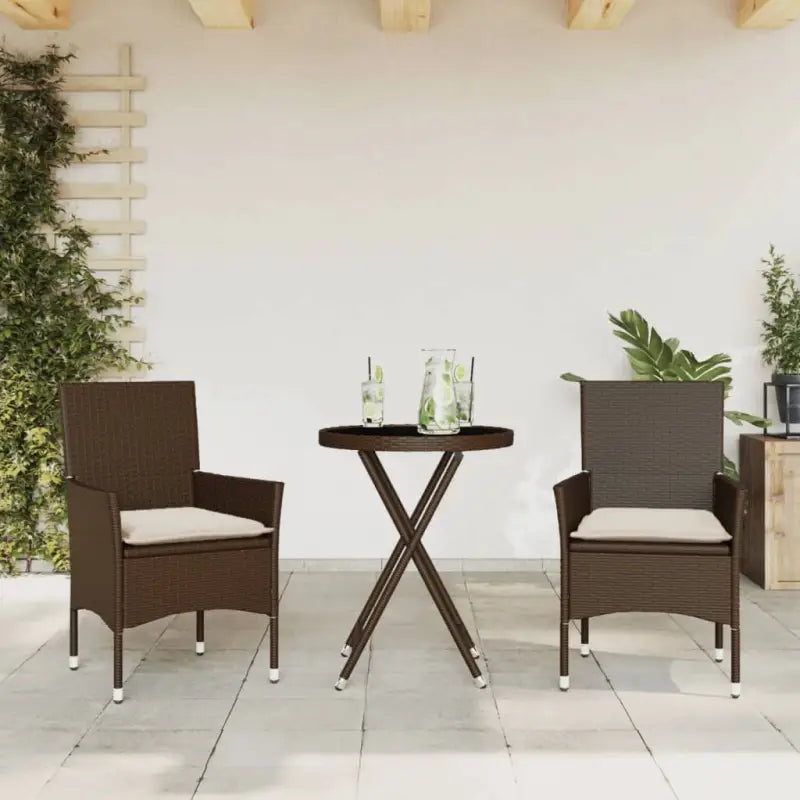 Tuinset met poly rattan voor een comfortabele zitervaring en gemakkelijk schoonmaken - Bruin / Rattan armleuning