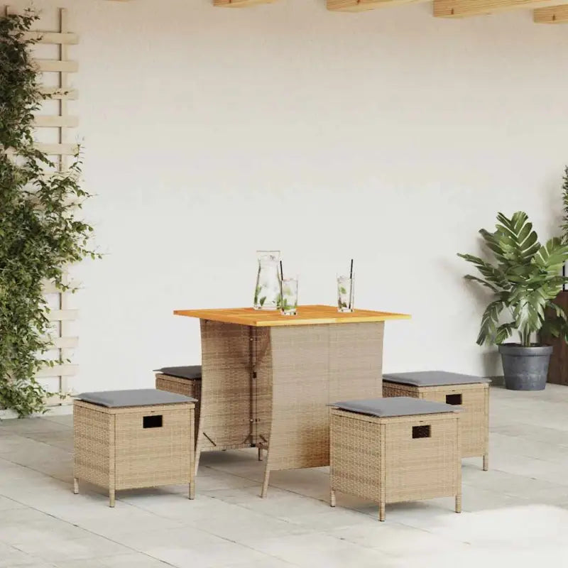 Tuinset met poly rattan voor een comfortabele zitervaring en eenvoudig schoonmaken - Beige / Lichtgrijs - Tuinsets