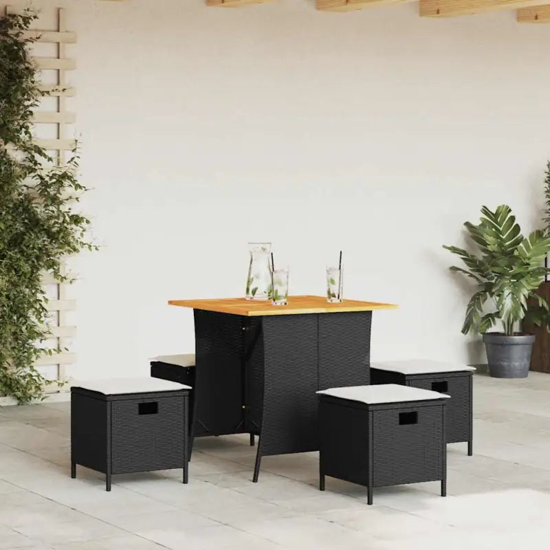 Tuinset met poly rattan voor een comfortabele zitervaring en eenvoudig schoonmaken - Zwart / Crèmewit - Tuinsets