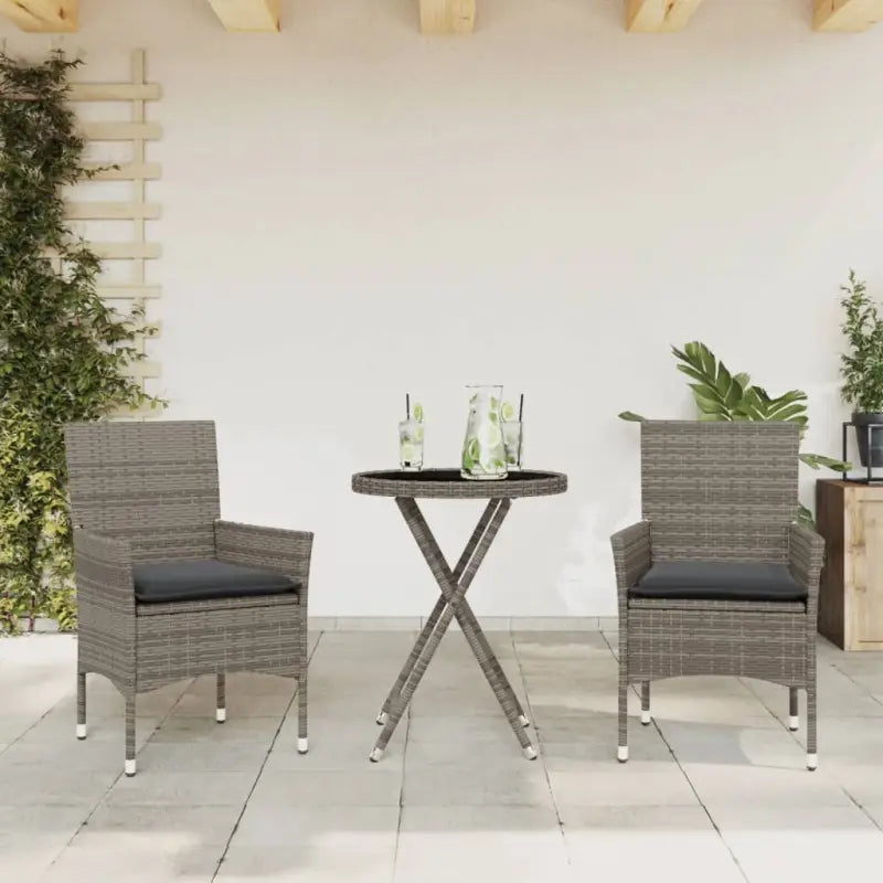 Tuinset met poly rattan voor een comfortabele zitervaring en gemakkelijk schoonmaken - Grijs / Rattan armleuning