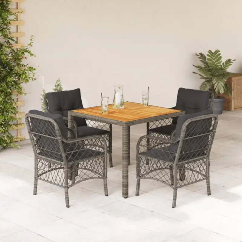 Tuinset met poly rattan voor een comfortabele zitervaring in zwart materiaal - Zwart en crème / 190 cm tafellengte