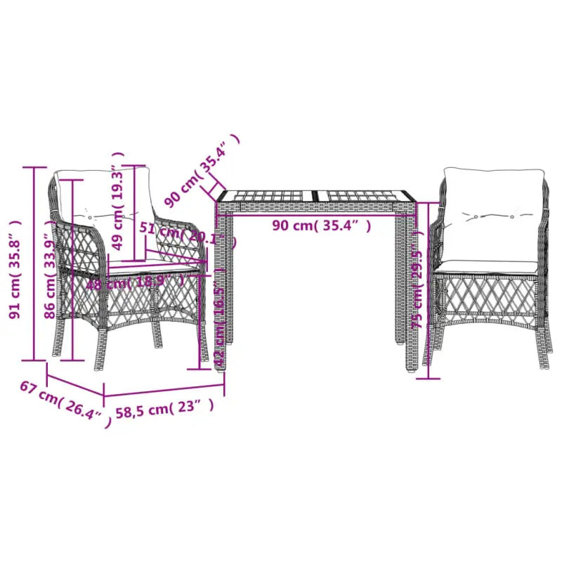 Tuinset met poly rattan voor een comfortabele zitervaring in zwart materiaal - Tuinsets
