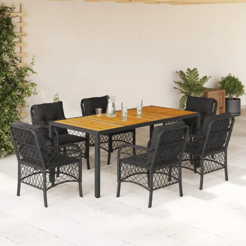 Tuinset met poly rattan voor een comfortabele zitervaring in zwart materiaal - Zwart / 190 cm tafellengte - Tuinsets
