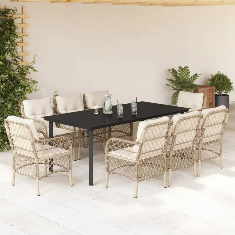 Tuinset met poly rattan voor gemakkelijk schoon en comfortabele zitervaring - 200 cm tafellengte / Ronde poot - Tuinsets