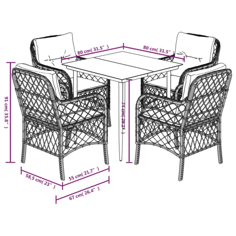 Tuinset met poly rattan voor gemakkelijk schoon en comfortabele zitervaring - Tuinsets