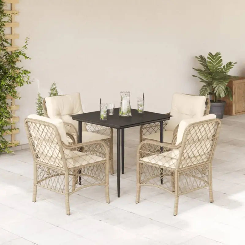 Tuinset met poly rattan voor gemakkelijk schoon en comfortabele zitervaring - 80 cm tafellengte / Puntige poot