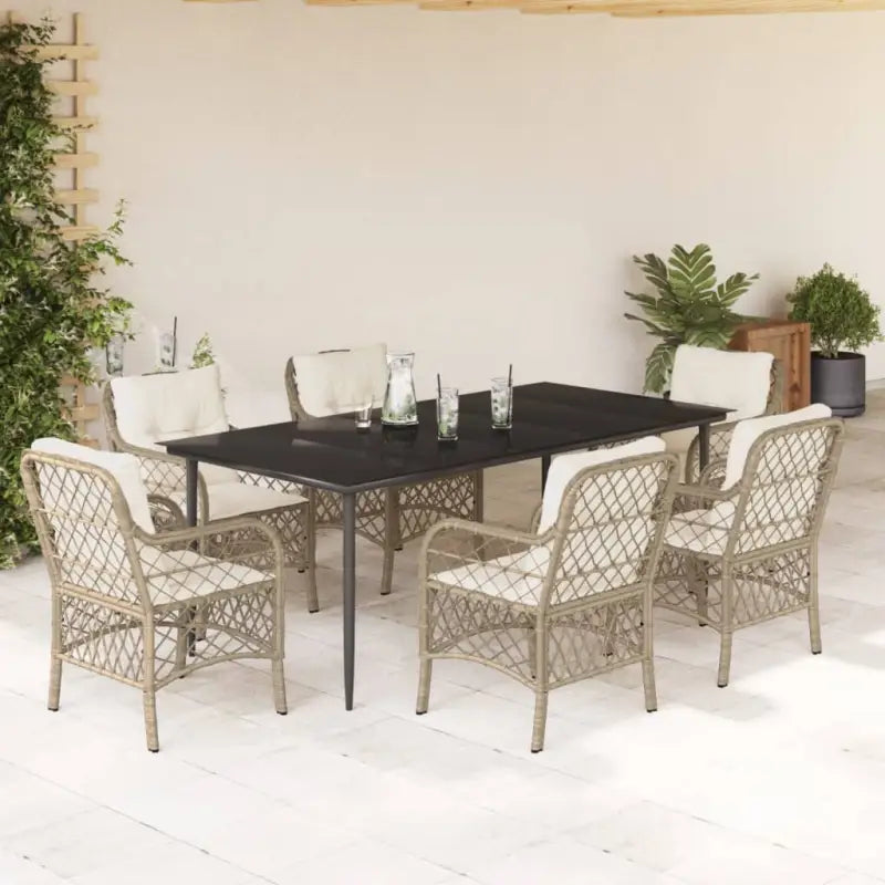 Tuinset met poly rattan voor gemakkelijk schoon en comfortabele zitervaring - 200 cm tafellengte / Puntige poot