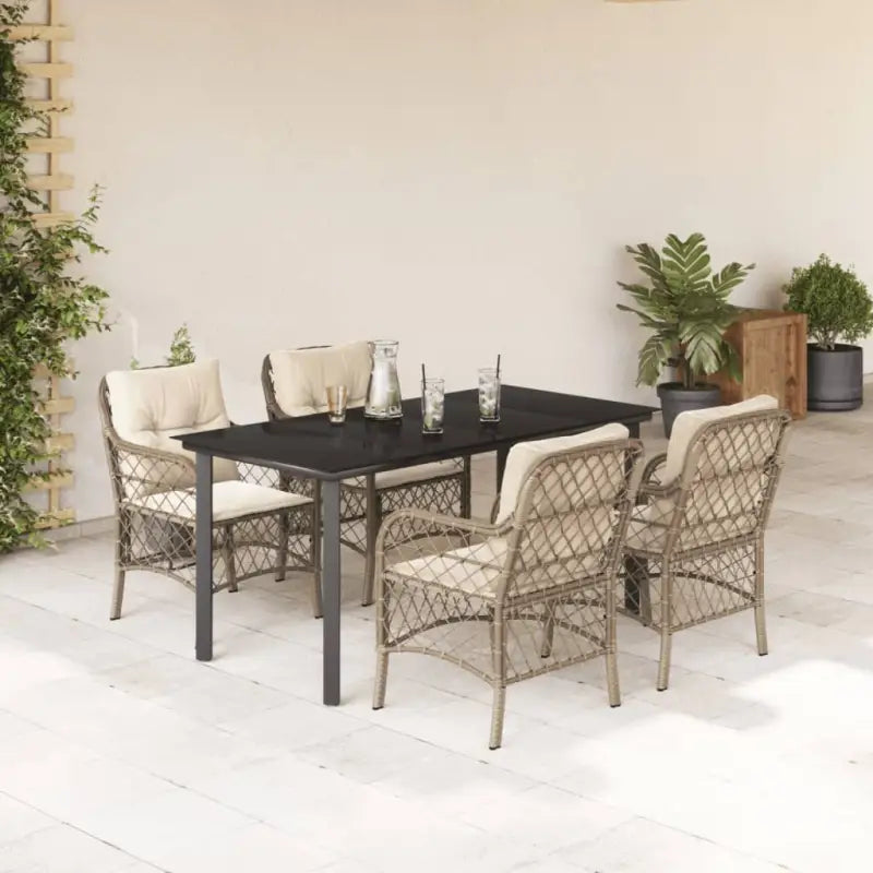 Tuinset met poly rattan voor gemakkelijk schoon en comfortabele zitervaring - 160 cm tafellengte / Ronde poot - Tuinsets