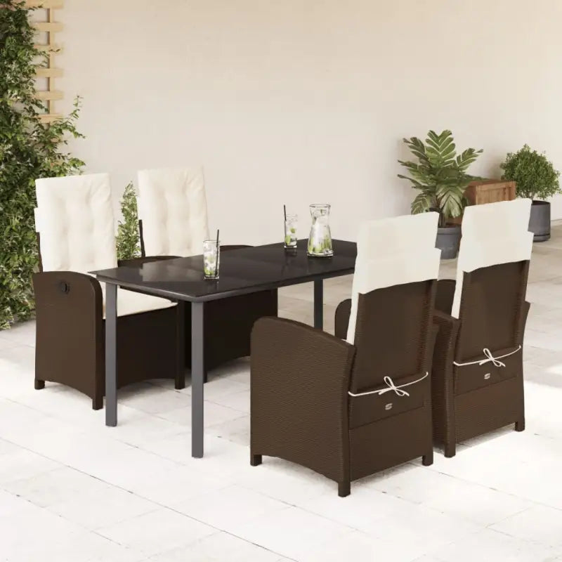 Tuinset met poly rattan voor gemakkelijke schoon en comfortabele zitervaring - 160 cm tafellengte / Zonder voetensteun