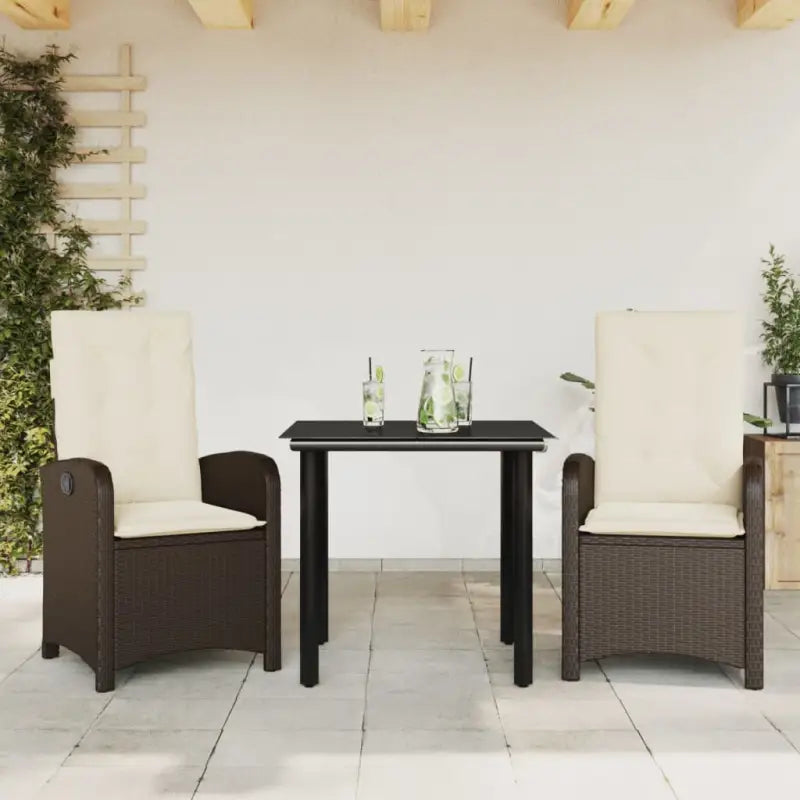 Tuinset met poly rattan voor gemakkelijke schoon en comfortabele zitervaring - 80 cm tafellengte / Zonder voetensteun