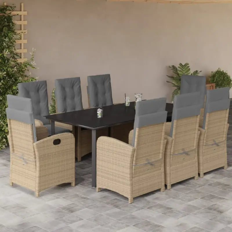 Tuinset met poly rattan voor gemakkelijke schoon en comfortabele zitervaring - 200 cm tafellengte / Met voetensteun