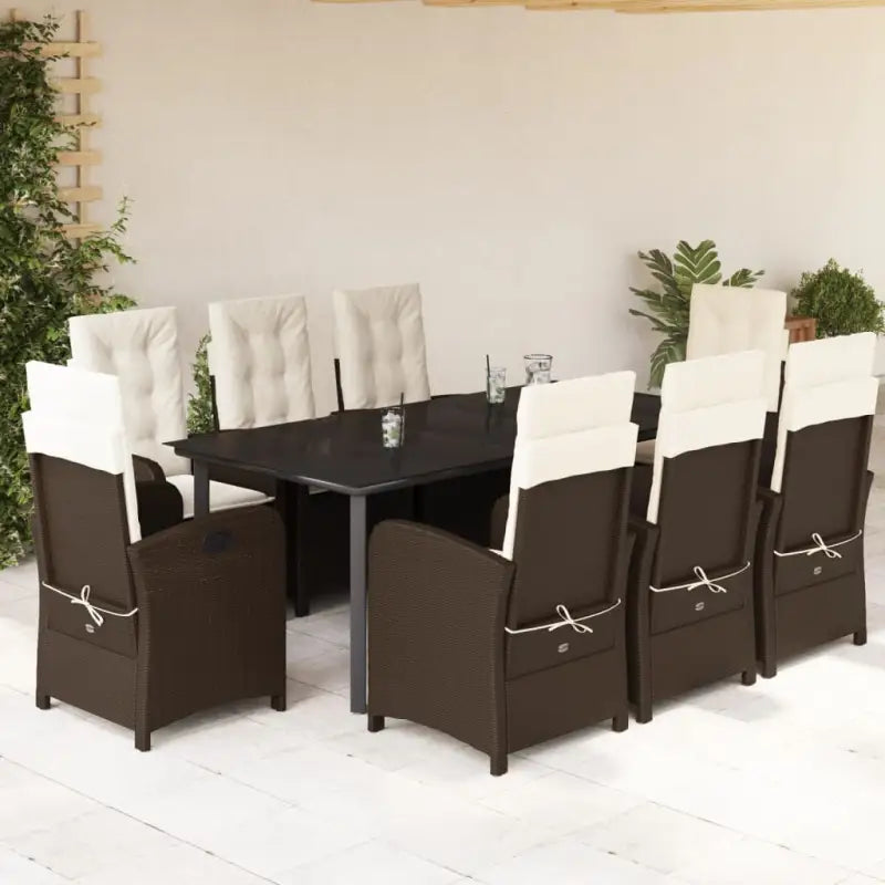 Tuinset met poly rattan voor gemakkelijke schoon en comfortabele zitervaring - 200 cm tafellengte / Met voetensteun