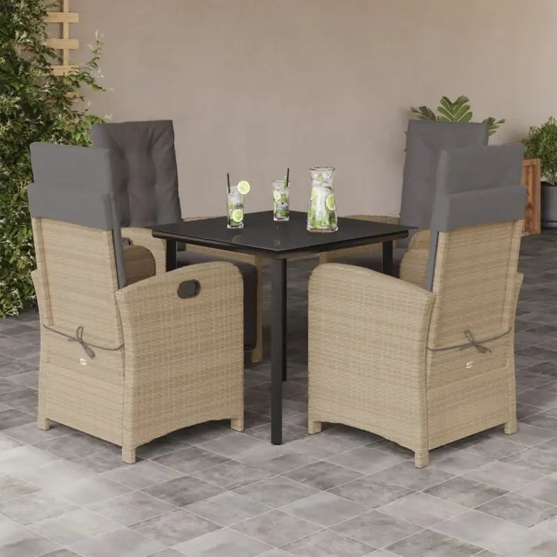 Tuinset met poly rattan voor gemakkelijke schoon en comfortabele zitervaring - 80 cm tafellengte / Met voetensteun
