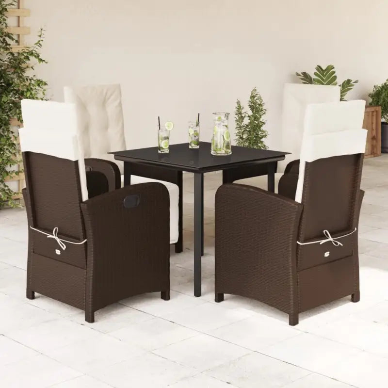 Tuinset met poly rattan voor gemakkelijke schoon en comfortabele zitervaring - 80 cm tafellengte / Met voetensteun