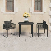 Tuinset met PVC-rattan en stevig stalen frame voor tuin of terras - 80 cm tafellengte - Tuinsets