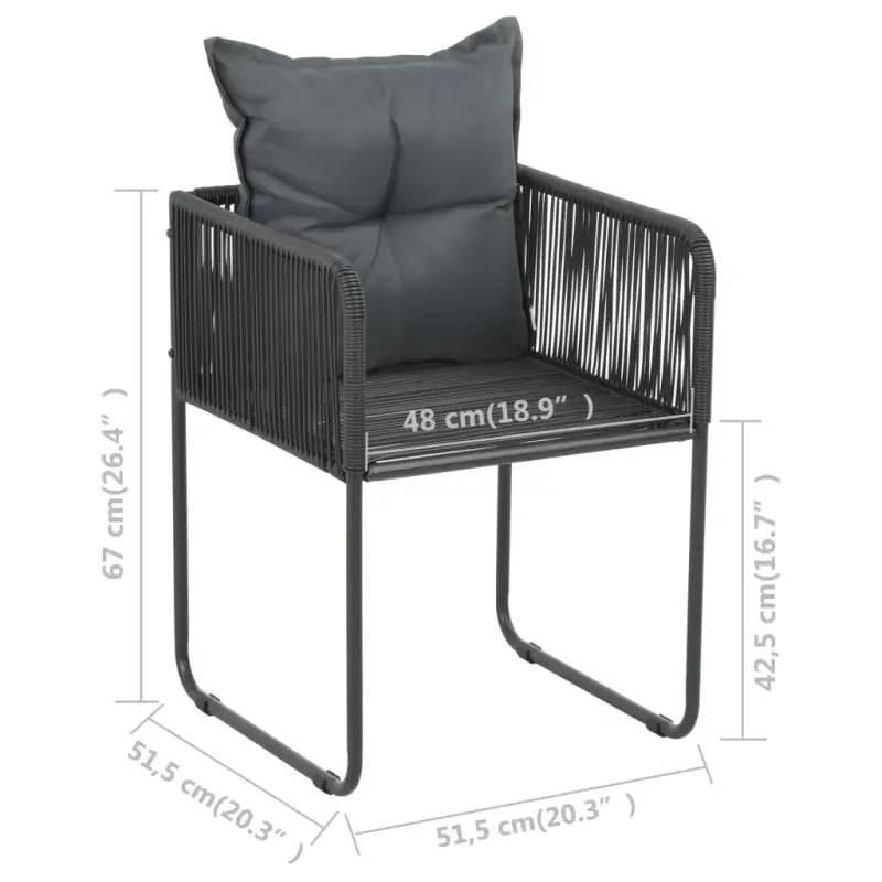 Tuinset met PVC-rattan en stevig stalen frame voor tuin of terras - 80 cm tafellengte - Tuinsets