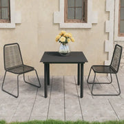 Tuinset met stalen frame en zwart materiaal voor tuin terras of patio - Zwart / 80 cm tafellengte - Tuinsets