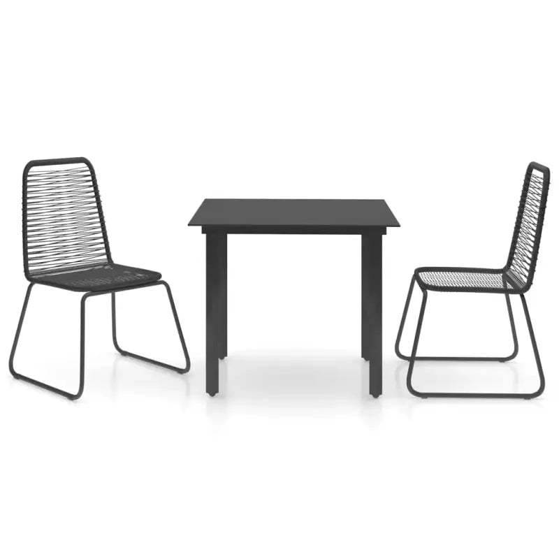 Tuinset met stalen frame en zwart materiaal voor tuin terras of patio - Zwart / 80 cm tafellengte - Tuinsets