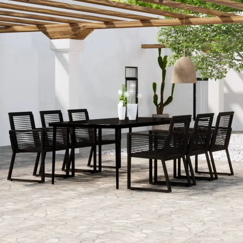 Tuinset met stalen frame in zwart materiaal voor buitengebruik - 200 cm tafellengte - Tuinsets