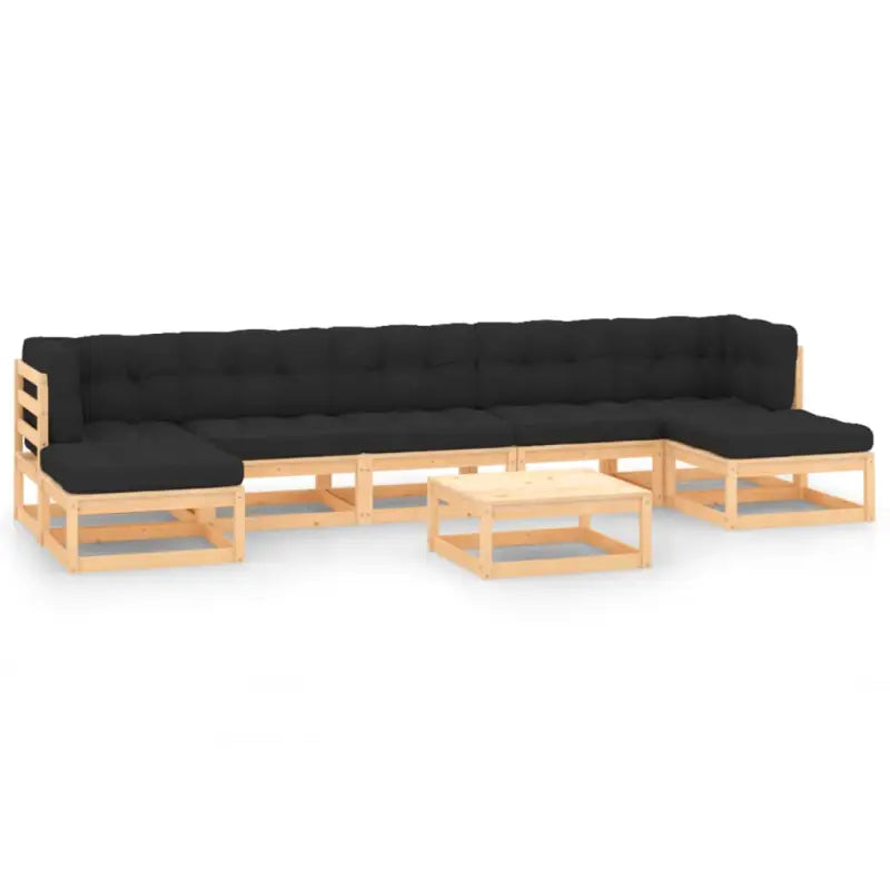 Tuinset met tafel en voetenbank voor ultiem ontspanning en gezelschap - Naturel en antraciet / Ja - Tuinsets