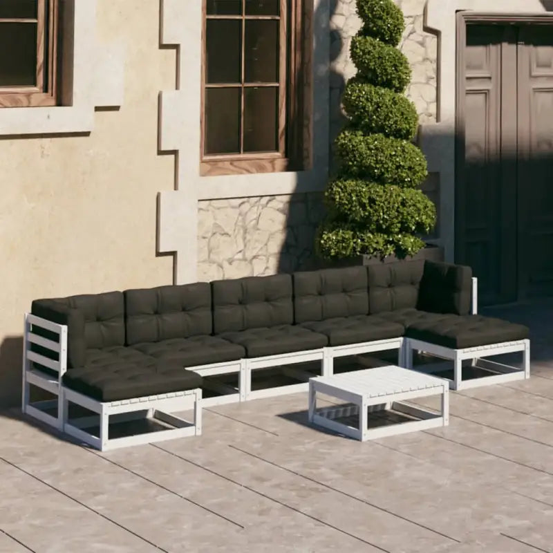 Tuinset met tafel en voetenbank voor ultiem ontspanning en gezelschap - Wit / Ja - Tuinsets