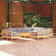 Tuinset met voetenbank tafel van massief grenenhout voor ontspanning - Tuinsets