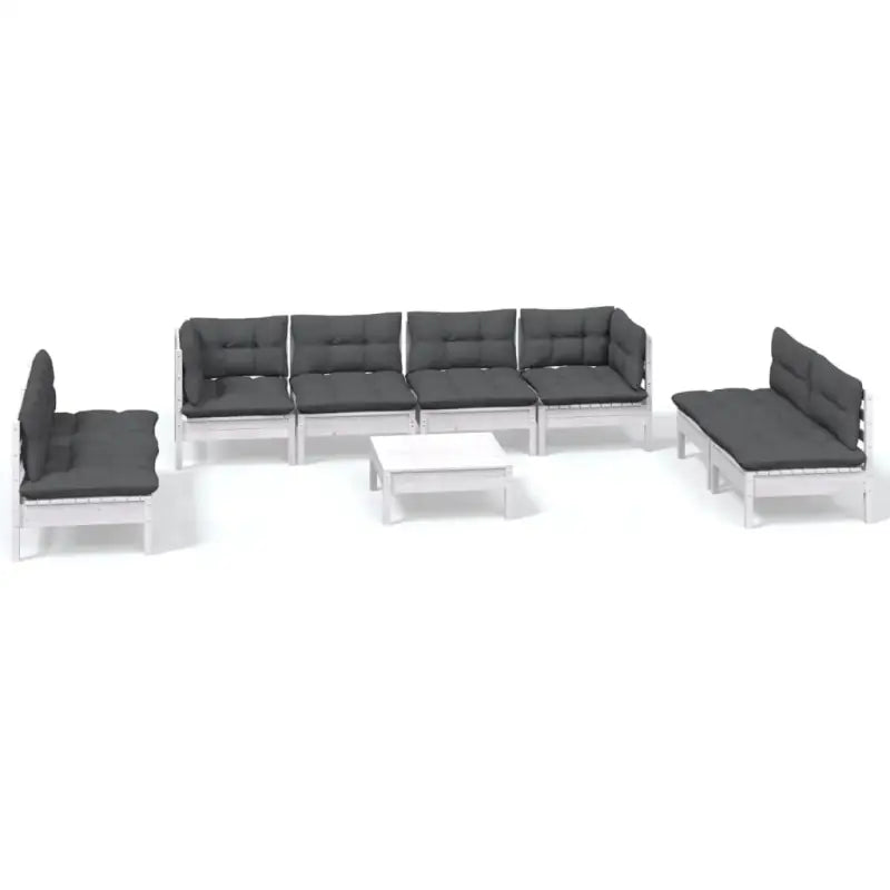 Tuinset met voetenbank tafel van massief grenenhout voor ontspanning - Wit - Tuinsets