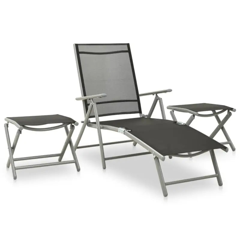 Tuinset met voetensteun en tafel voor comfortabele buitenbijeenkomsten - Zilver - Tuinsets