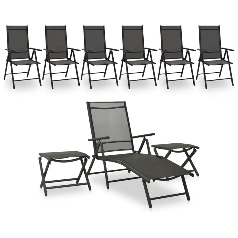 Tuinset met voetensteun en tafel voor ultiem buitencomfort - Antraciet - Tuinsets