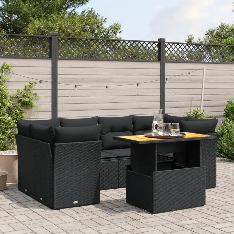 Tuinset met zwart materiaal en gepoedercoat staal voor een comfortabele buitenruimte - Zwart / 2x hoek + 4x midden