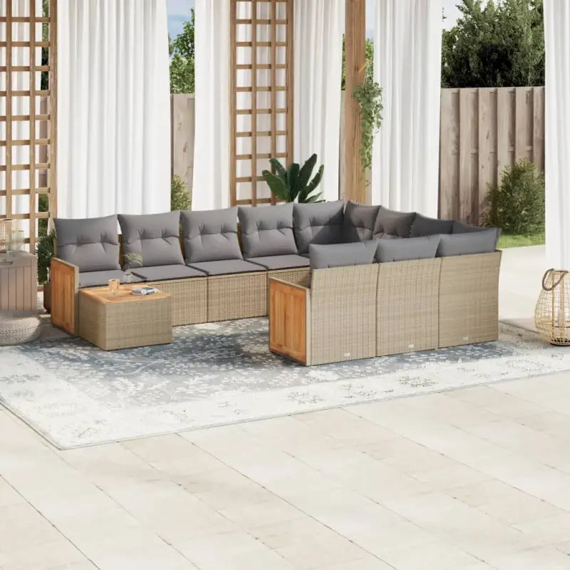 Tuinset met zwart materiaal en gepoedercoat staal afmetingen voor buiten - beige en lichtgrijs - Tuinsets