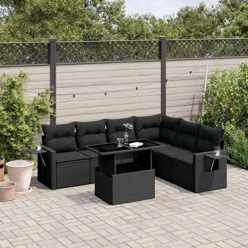 Tuinset met zwart materiaal en gepoedercoat staal voor buiten vergroten - Zwart / zonder opbergruimte - Tuinsets