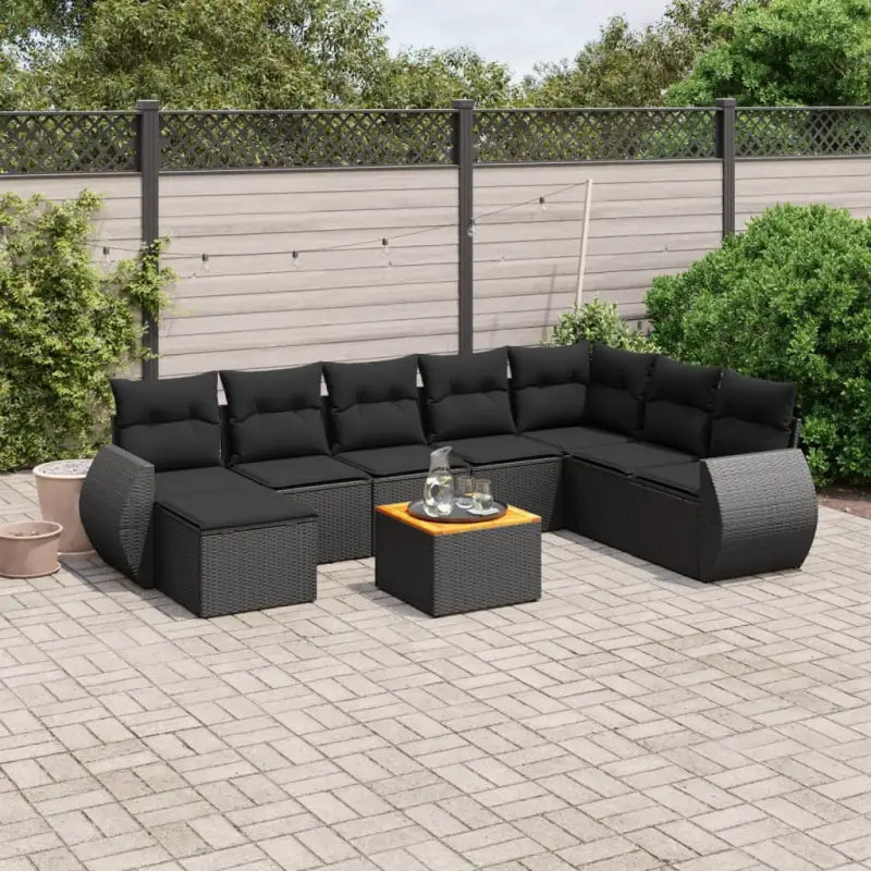 Tuinset met zwart materiaal en gepoedercoat staal voor buitengebruik - Zwart - Tuinsets
