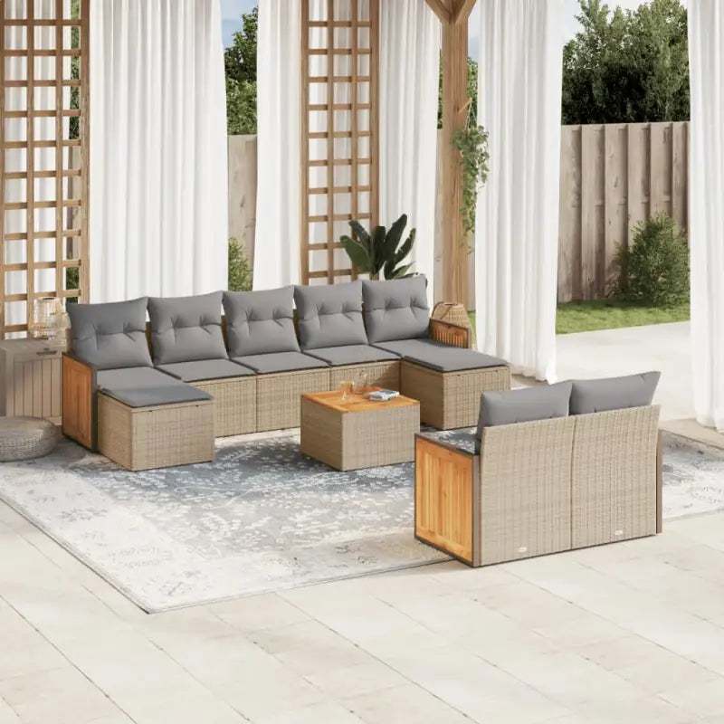 Tuinset met zwart materiaal en gepoedercoat staal voor buitengebruik - Beige en grijs / Met tafel - Tuinsets