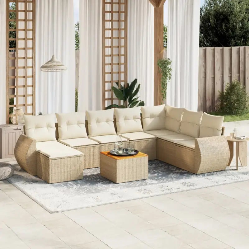 Tuinset met zwart materiaal en gepoedercoat staal voor buitengebruik - beige en crèmekleurig - Tuinsets