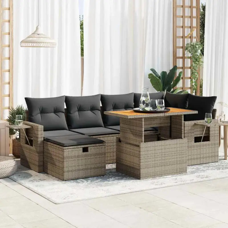 Tuinset met zwart materiaal en gepoedercoat staal voor buitenplezier - Grijs / met opbergruimte - Tuinsets