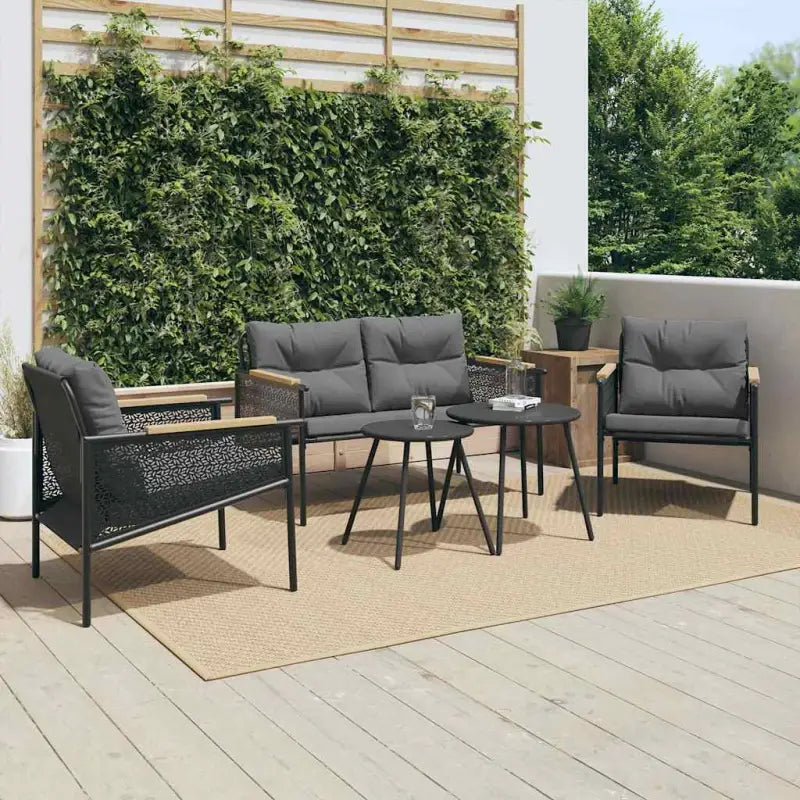 Tuinset met zwart materiaal en gepoedercoat staal voor buitenplezier - Tuinsets